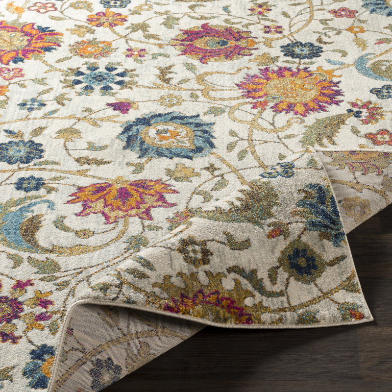 Mistana Hillsby Floral Saffron/Teal/Beige Area Rug & Reviews Wayfair
